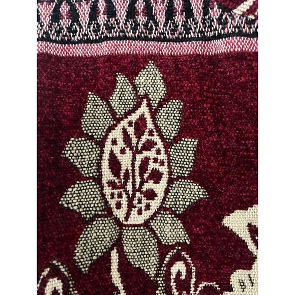 Retro Floral Tapestry Jacket M Red Retro Classic Artsy Beaded Festive Boho 80s - Picture 4 of 15